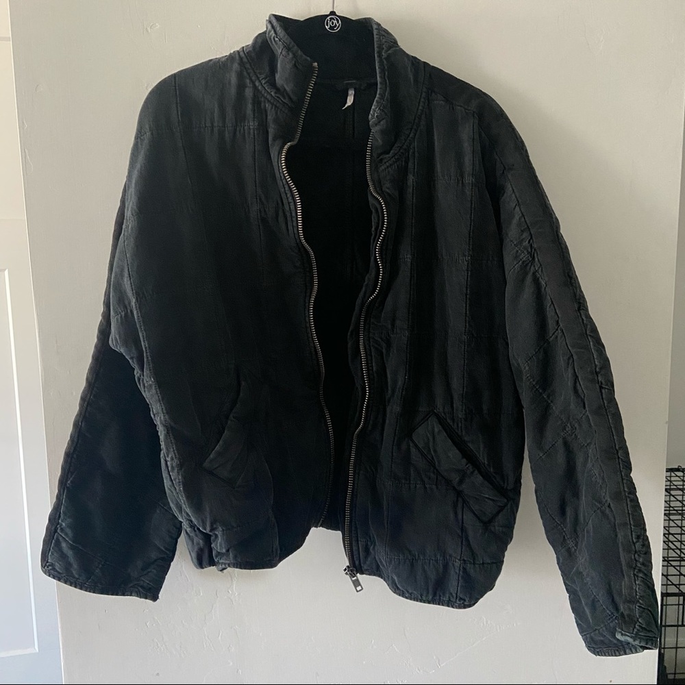 Free people black quilted coat